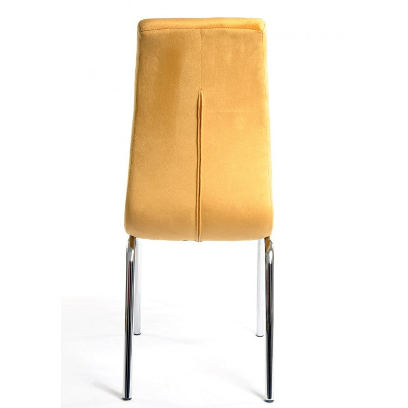 conjunto 4 Cadeiras AROA, cromada, tecido velvet amarelo
