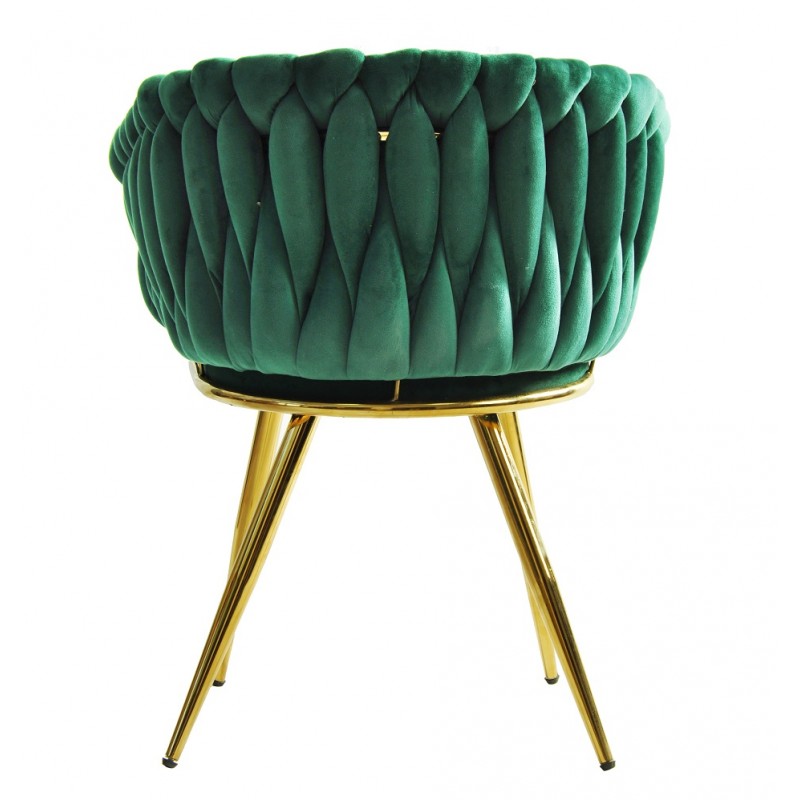 Conjunto 2 Cadeirões KING, metal dourado, tecido veludo verde escuro