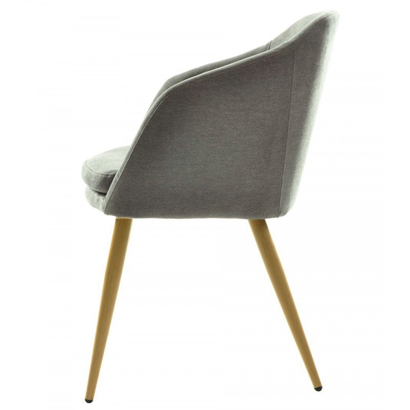 Conjunto 2 Cadeirões LART, metal, tecido linen cinza escuro