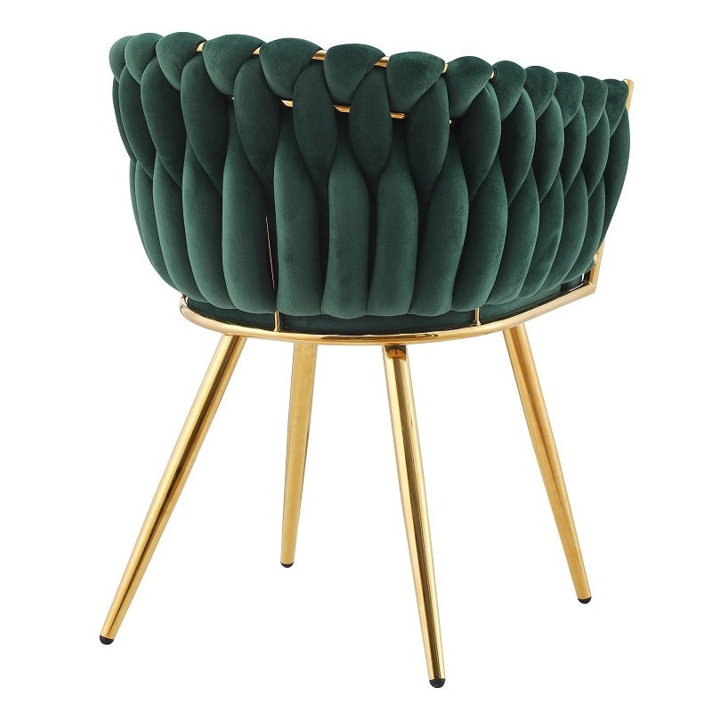 Conjunto 2 Cadeirões REGIO, metal, cromo dourado, tecido veludo verde escuro